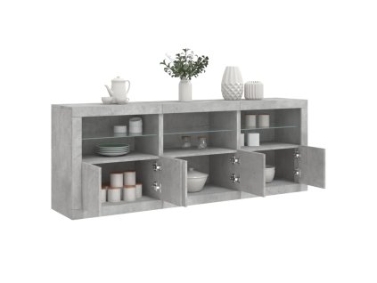 vidaXL Příborník s LED osvětlením betonově šedý 181,5 x 37 x 67 cm