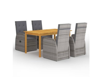 vidaXL 5dílný zahradní jídelní set šedý