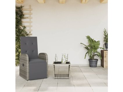 vidaXL 2dílný zahradní jídelní set s poduškami šedý polyratan