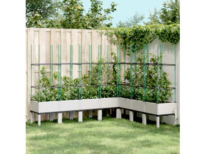 vidaXL Zahradní truhlík s treláží bílý 200 x 160 x 142,5 cm PP