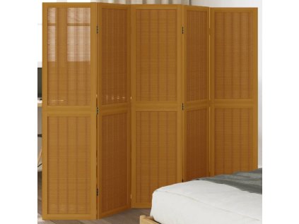 vidaXL Paraván 5dílný hnědý masivní dřevo pavlovnie