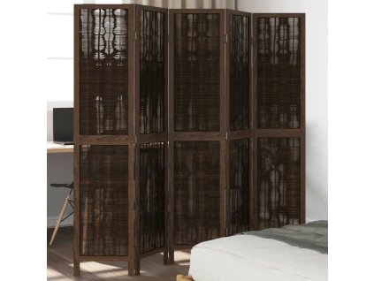 vidaXL Paraván 5dílný tmavě hnědý masivní dřevo pavlovnie