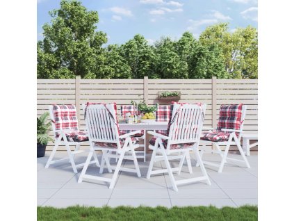 vidaXL Podušky na židli s nízkým opěradlem 6ks červené kárované oxford