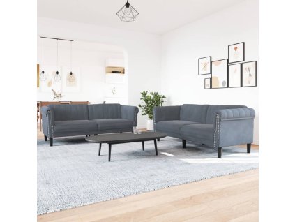 vidaXL 2dílná sedací souprava tmavě šedá samet