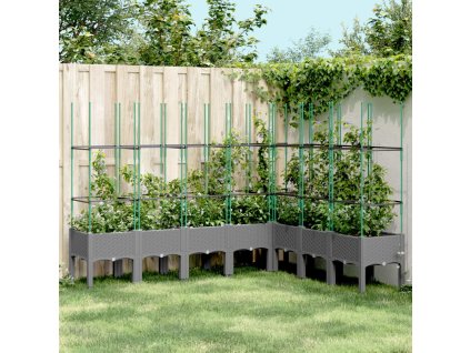 vidaXL Zahradní truhlík s treláží světle šedý 200 x 160 x 142,5 cm PP