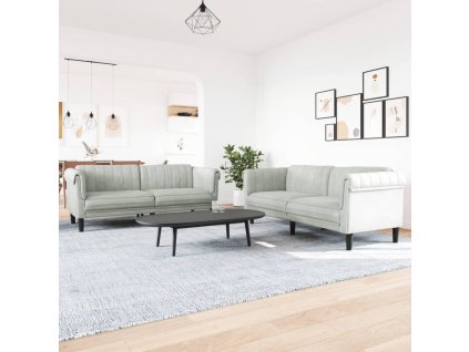 vidaXL 2dílná sedací souprava světle šedá samet