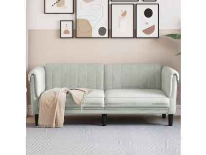 vidaXL Pohovka 2místná světle šedá samet