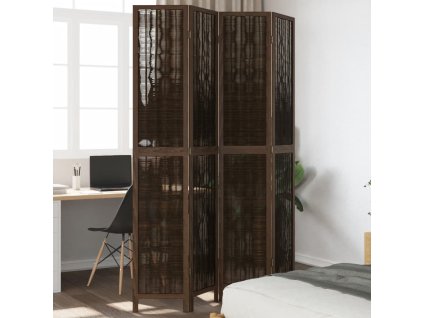 vidaXL Paraván 4dílný tmavě hnědý masivní dřevo pavlovnie
