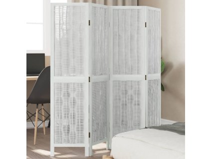 vidaXL Paraván 4dílný bílý masivní dřevo pavlovnie