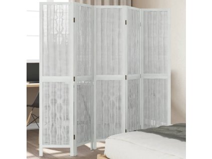 vidaXL Paraván 5dílný bílý masivní dřevo pavlovnie