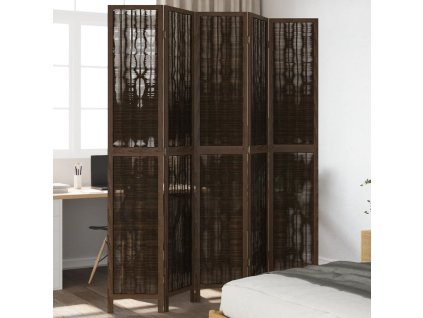 vidaXL Paraván 5dílný tmavě hnědý masivní dřevo pavlovnie