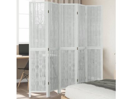 vidaXL Paraván 5dílný bílý masivní dřevo pavlovnie