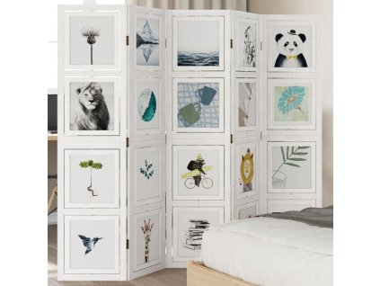 vidaXL Paraván 5dílný bílý masivní dřevo pavlovnie