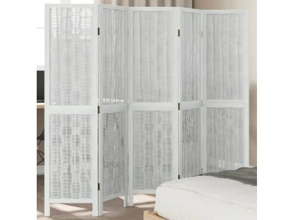vidaXL Paraván 5dílný bílý masivní dřevo pavlovnie