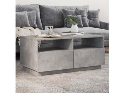vidaXL Konferenční stolek s LED osvětlením betonově šedý 90x49x40 cm