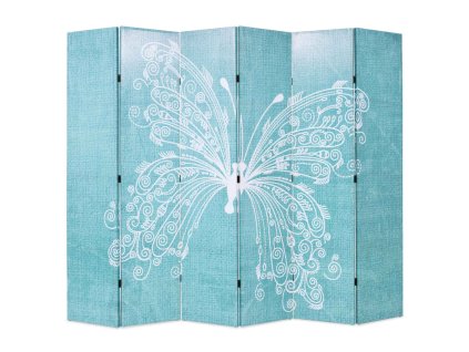 vidaXL Skládací paraván 228 x 170 cm motýl modrý