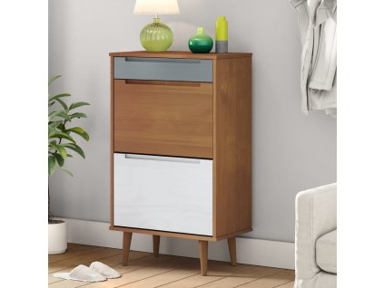 vidaXL Botník MOLDE hnědý 59,5 x 35 x 103 cm masivní borové dřevo