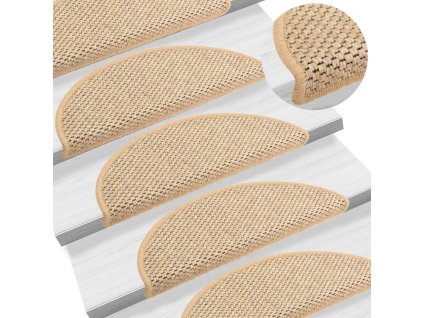 vidaXL Samolepící nášlapy na schody vzhled sisal 15ks 56x17x3cm béžové