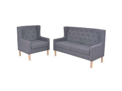 vidaXL Sedací souprava 2 kusy textil šedá