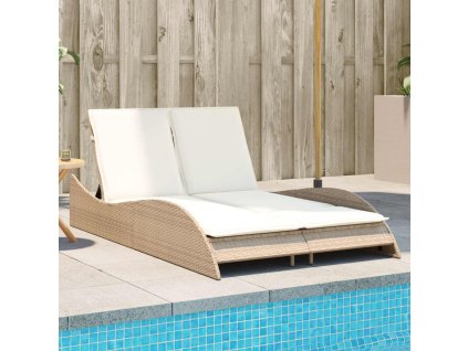 vidaXL Zahradní lehátko s poduškami béžové 114 x 205 x 73 cm polyratan