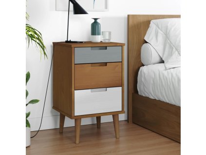 vidaXL Noční stolek MOLDE hnědý 40 x 35 x 65 cm masivní borové dřevo