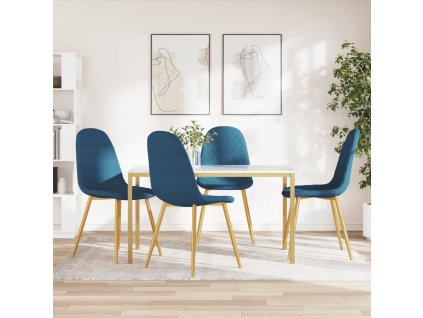 vidaXL Jídelní židle 4 ks modré samet