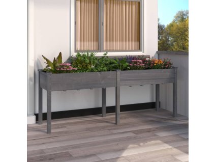 vidaXL Truhlík s vložkou šedý 203 x 53 x 76 cm masivní jedlové dřevo