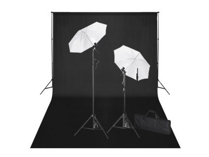 vidaXL Studiová sada černé pozadí 600 x 300 cm a světla