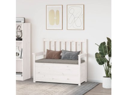 vidaXL Lavice bílá 112,5x51,5x96,5 cm masivní borovice