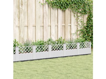 vidaXL Zahradní truhlík s kolíky bílý 363,5 x 43,5 x 43,5 cm PP