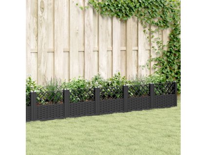 vidaXL Zahradní truhlík s kolíky černý 363,5 x 43,5 x 43,5 cm PP