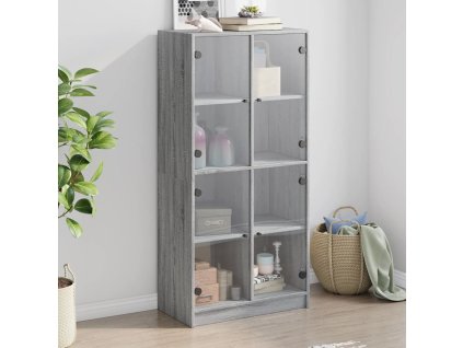vidaXL Highboard s dvířky šedý sonoma 68x37x142 cm kompozitní dřevo