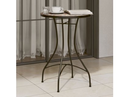 vidaXL Mozaikový bistro stolek terakotový a bílý Ø 50 x 70 cm keramika