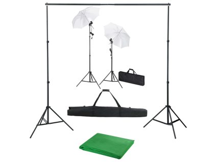 vidaXL Foto studio set s fotopozadím, osvětlením a deštníky