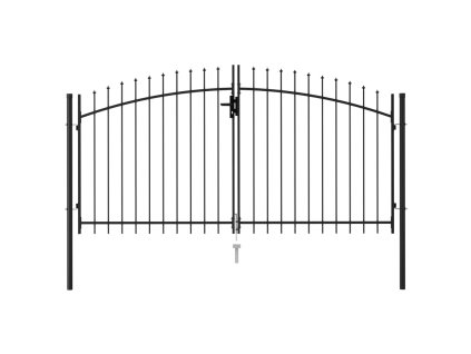 vidaXL Dvoukřídlá zahradní brána s hroty ocelová 3 x 1,5 m černá