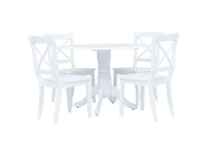 vidaXL 5dílný jídelní set masivní kaučukovník bílý