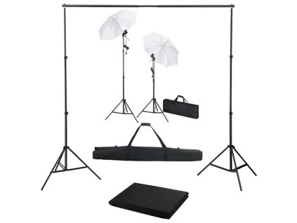vidaXL Foto studio set s fotopozadím, osvětlením a deštníky