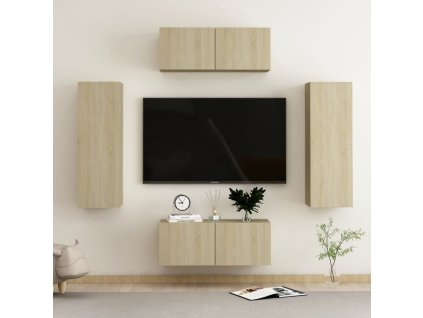 vidaXL 4dílný set TV skříněk dub sonoma kompozitní dřevo