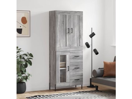 vidaXL Skříň highboard šedá sonoma 69,5 x 34 x 180 cm kompozitní dřevo