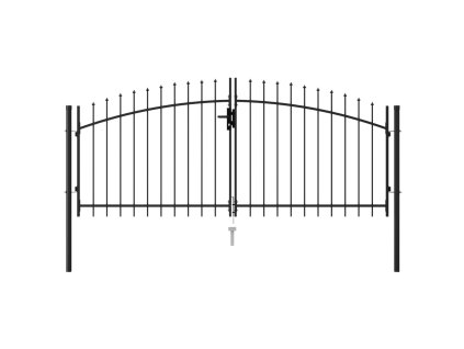 vidaXL Dvoukřídlá zahradní brána s hroty ocelová 3 x 1,25 m černá