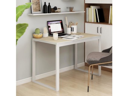 vidaXL Počítačový stůl bílý a dub 110 x 60 x 73 cm dřevotříska