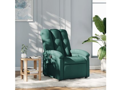 vidaXL Polohovací křeslo tmavě zelené textil