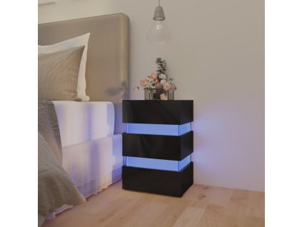 vidaXL Noční stolek s LED lesklý černý 45x35x67 cm kompozitní dřevo