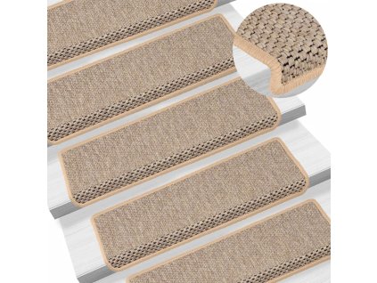 vidaXL Samolepicí nášlapy na schody sisal 15ks 65x21x4cm světle béžové