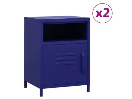vidaXL Noční stolky 2 ks námořnická modř 35 x 35 x 51 cm ocel
