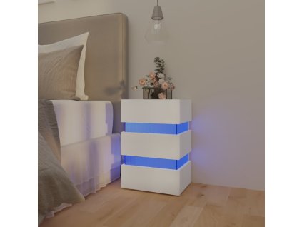 vidaXL Noční stolek s LED bílý 45 x 35 x 67 cm kompozitní dřevo