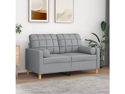 vidaXL 2místná pohovka s polštáři světle šedá 120 cm textil