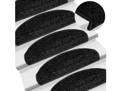 vidaXL Schodové rohože 15 ks 65 x 21 x 4 cm černé, půlkulaté, velké