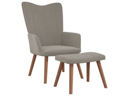 vidaXL Relaxační křeslo se stoličkou světle šedé samet