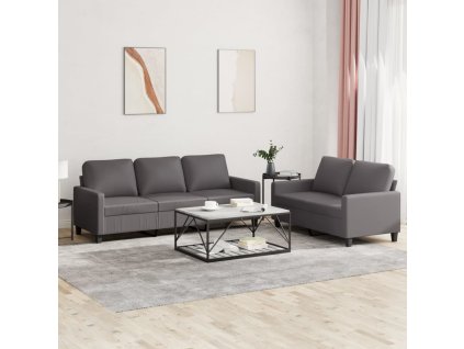 vidaXL 2dílná sedací souprava s poduškami šedá umělá kůže